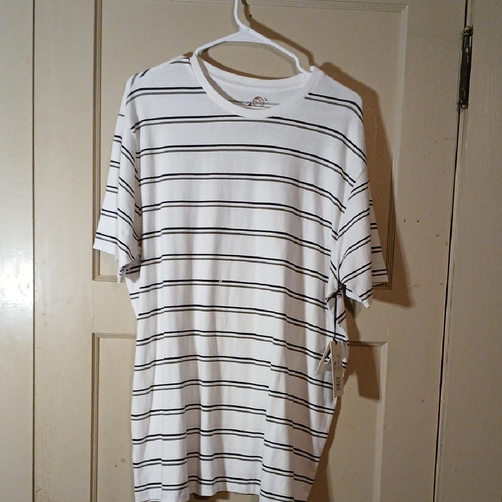 Classic White and Black Striped Men's Shirt